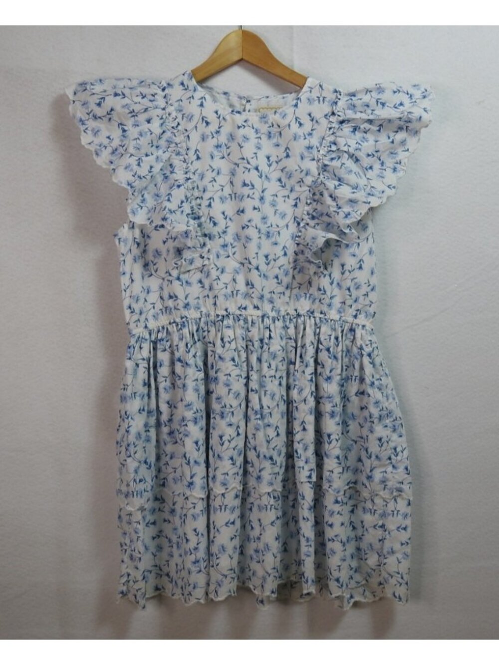 Simply Southern Collection Blue Floral Ruffle Tiered Dress Size Large Cotton - Picture 9 of 9